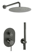 M Project Tube Concealed Bath/Shower Mixer Set - Brushed Gun Metal PVD on white background
