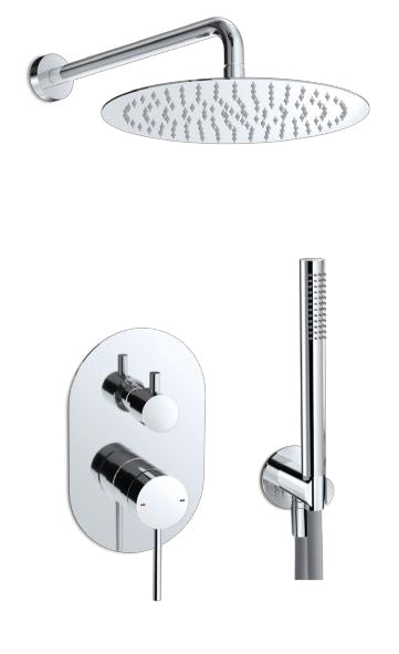 M Project Tube Concealed Bath/Shower Mixer Set - Inox on white background
