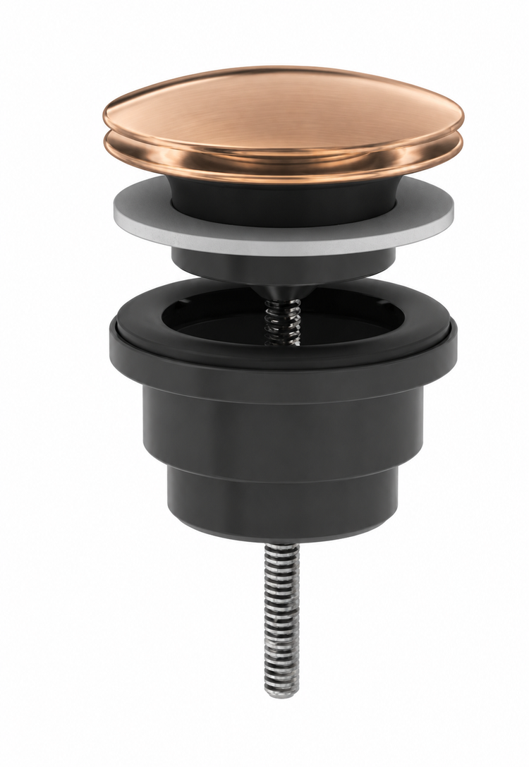 M Project Tube Click-Clack Waste Round - Brushed Copper PVD