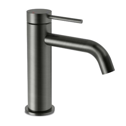 M Project Tube Wash-Basin Mixer - Brushed Gun Metal PVD on white background