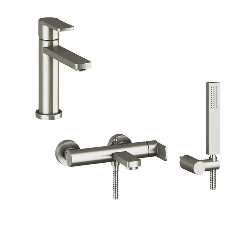 Orabella by Armando Vicario Set Glam brushed nickel - Single lever basin mixer and bath-shower mixer