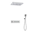 Orabella Primavera - Concealed, thermostatic 4 outlet rain shower set with a concealed 50X58 cm double waterfall, shower head and a hand shower with a flex hose and a shower holder
