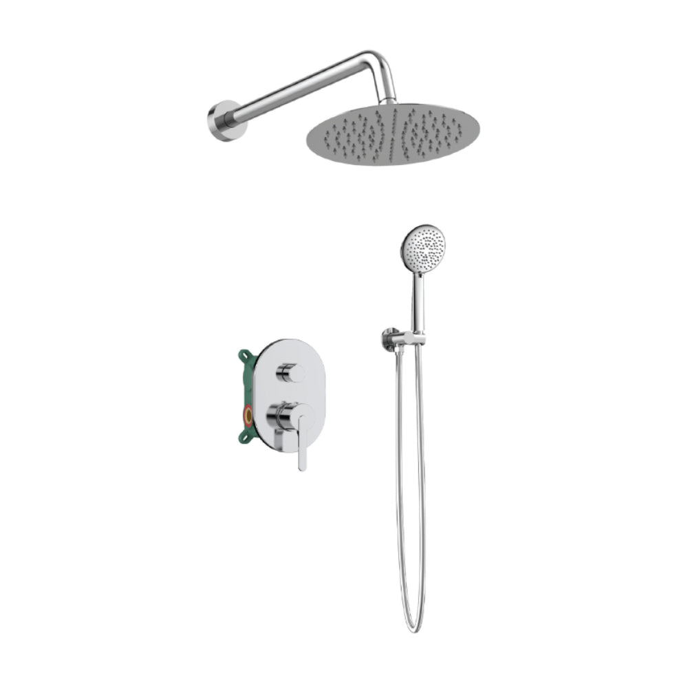 Orabella Marea - Concealed Shower set with a concealed 2 way bath shower mixer, a shower head Ø250 with an extention arm and a raindance 5 function hand shower with a flex hose and a shower holder Chrome