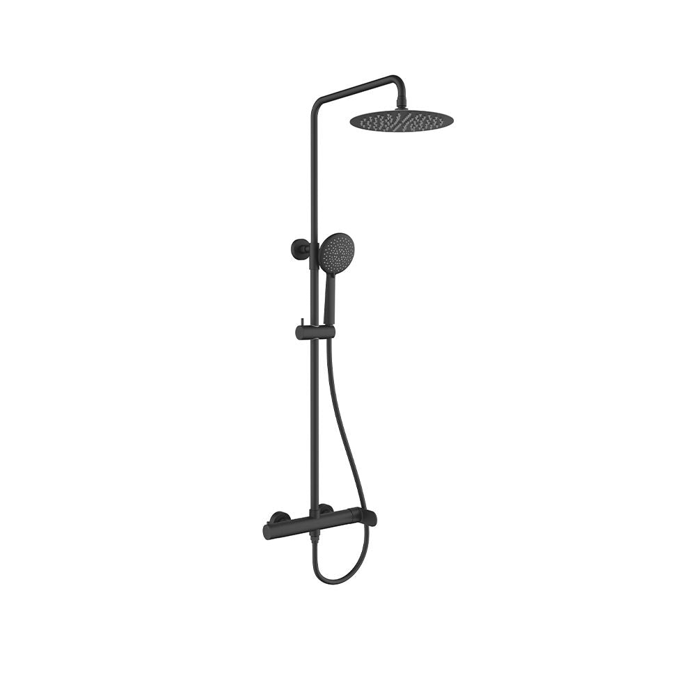 Orabella Aspen Black matt - Shower column with a circular shower head Ø250