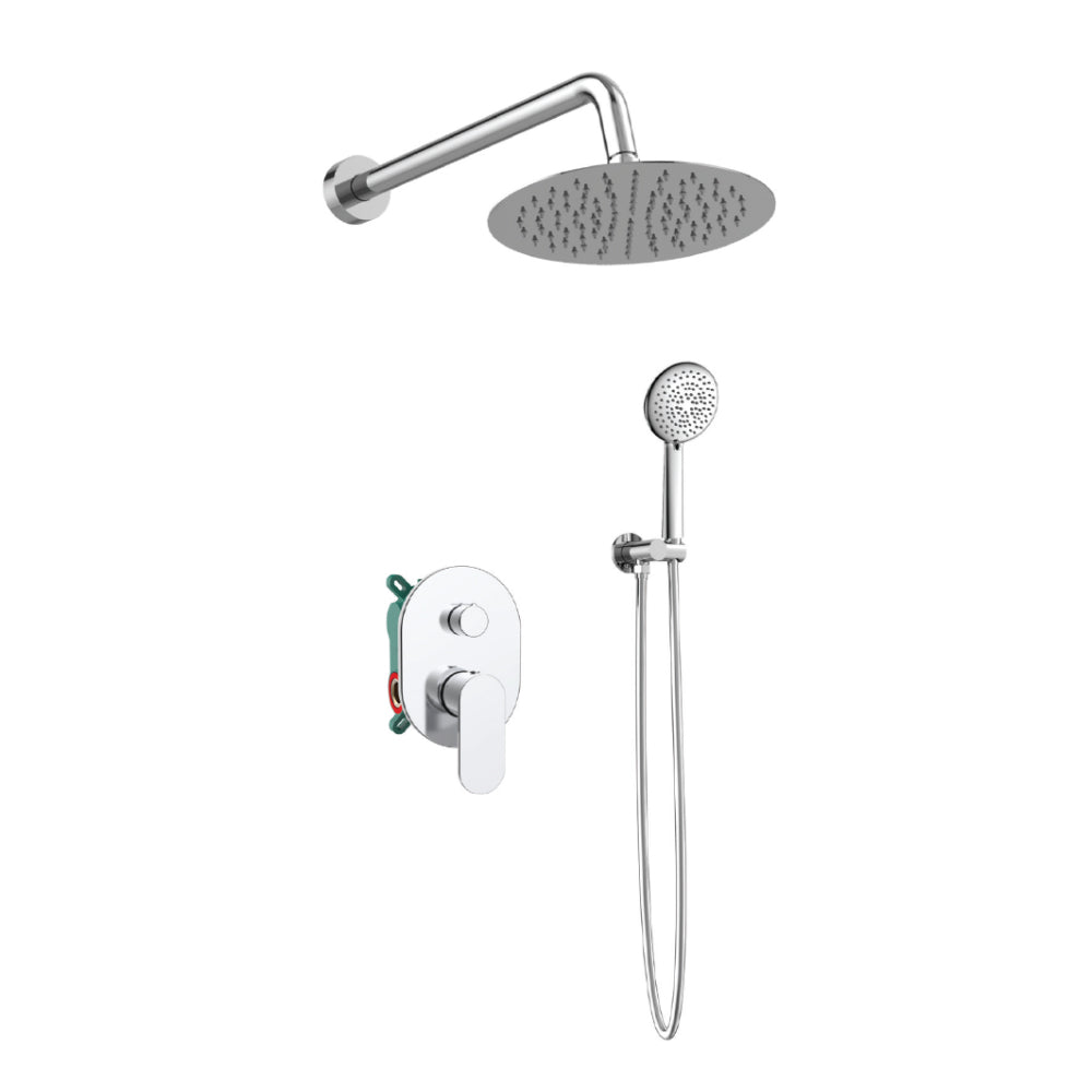 Orabella Oval - Concealed Shower set with a concealed 2 way bath shower mixer, a shower head Ø250 with an extention arm and a raindance 5 function hand shower with a flex hose and a shower holder Chrome