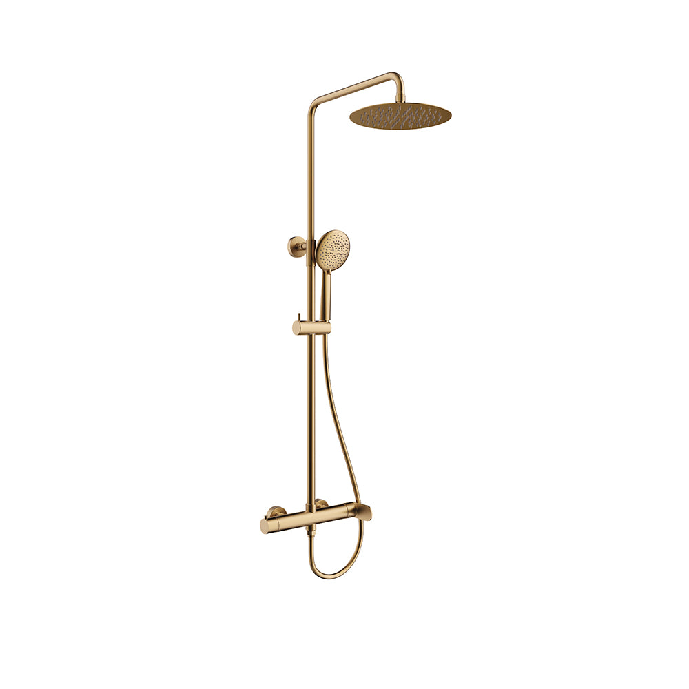 Orabella Oval Brushed gold - Shower column with a circular shower head Ø250