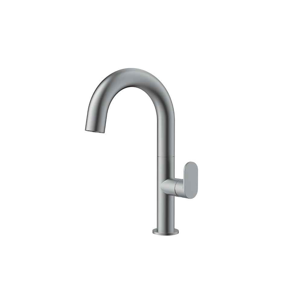 Orabella Oval Gun metal light - Single lever basin mixer