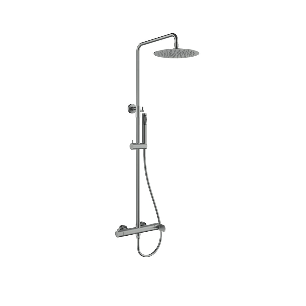 Orabella Oval Gun metal light - Shower column with a circular shower head Ø250