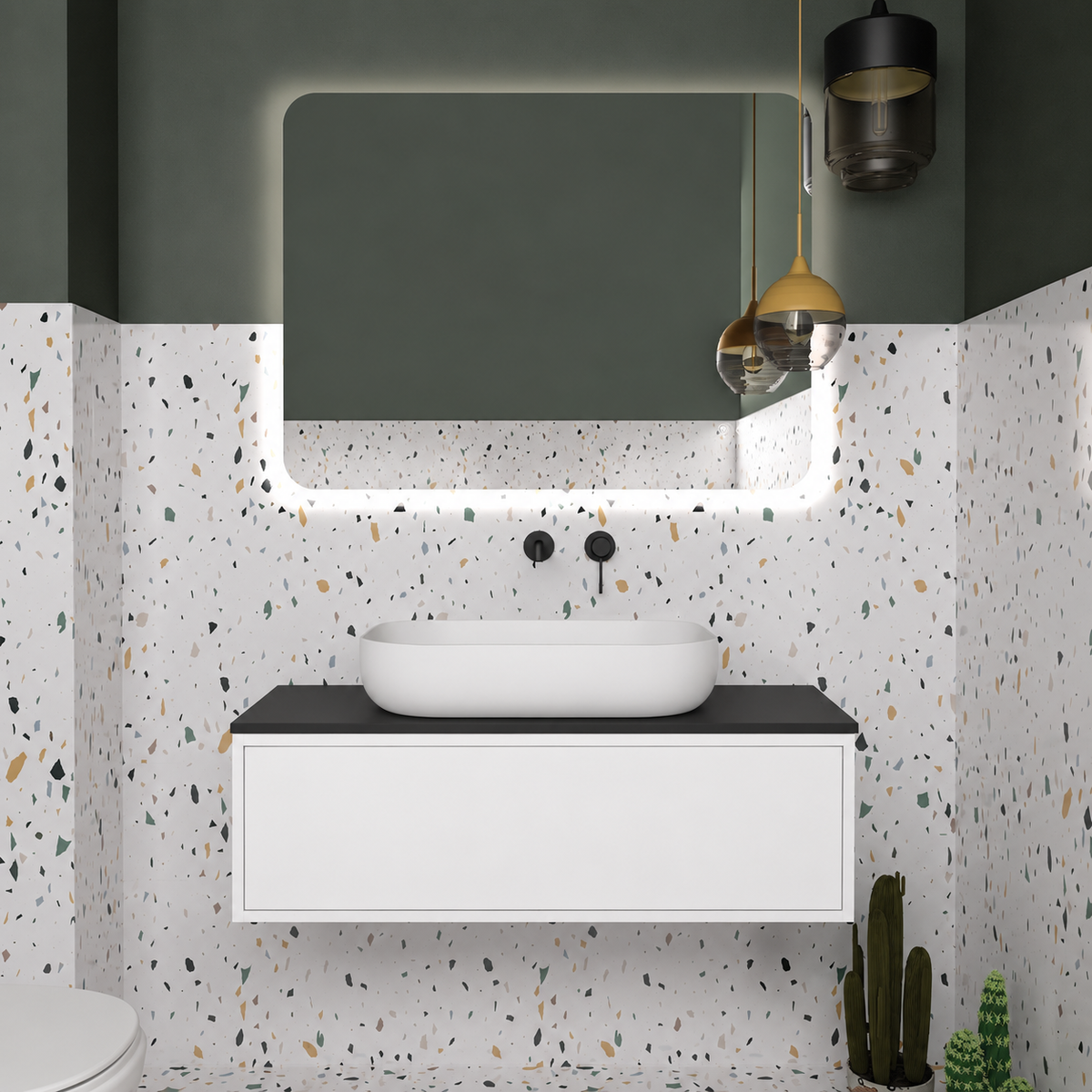 Drawer vanity; cabinet101; drawer101; black countertop