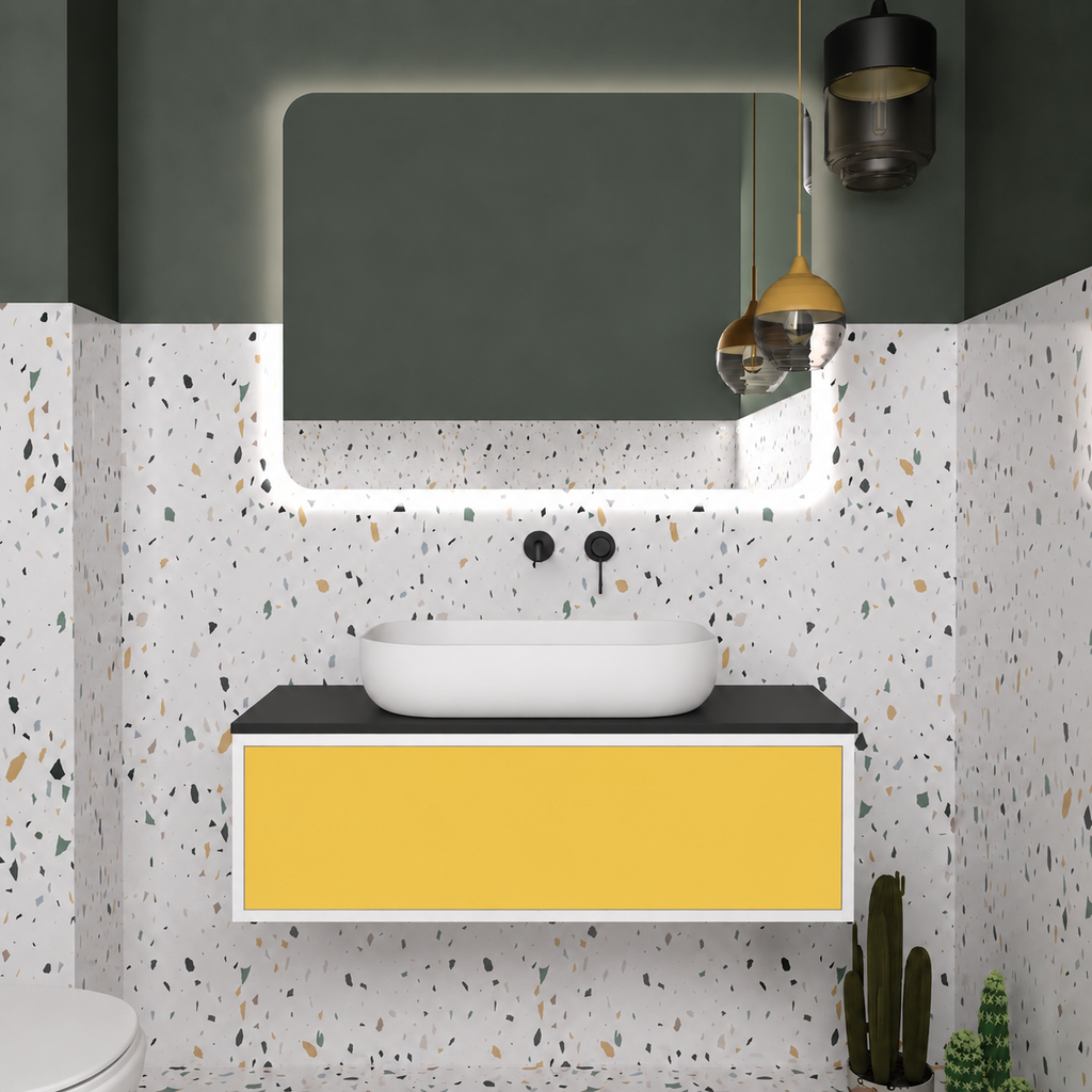 Drawer vanity; cabinet101; drawer168; black countertop