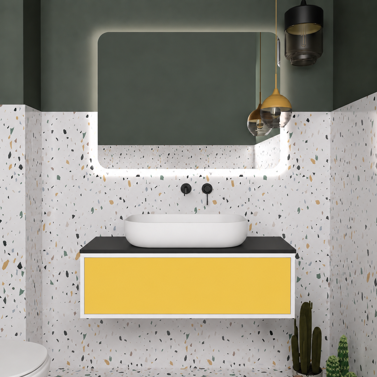 Drawer vanity; cabinet101; drawer168; black countertop