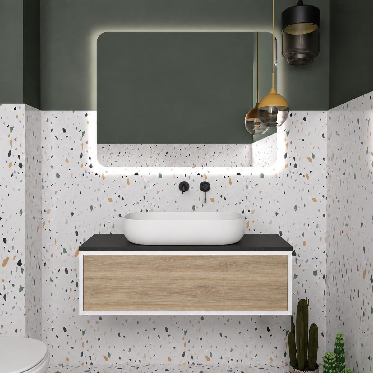 Drawer vanity; cabinet101; drawer331; black countertop