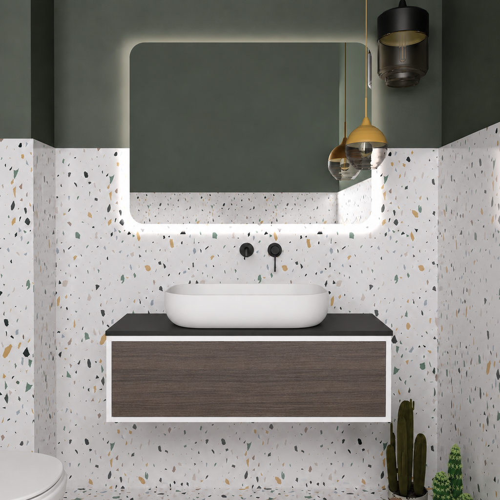 Drawer vanity; cabinet101; drawer399; black countertop
