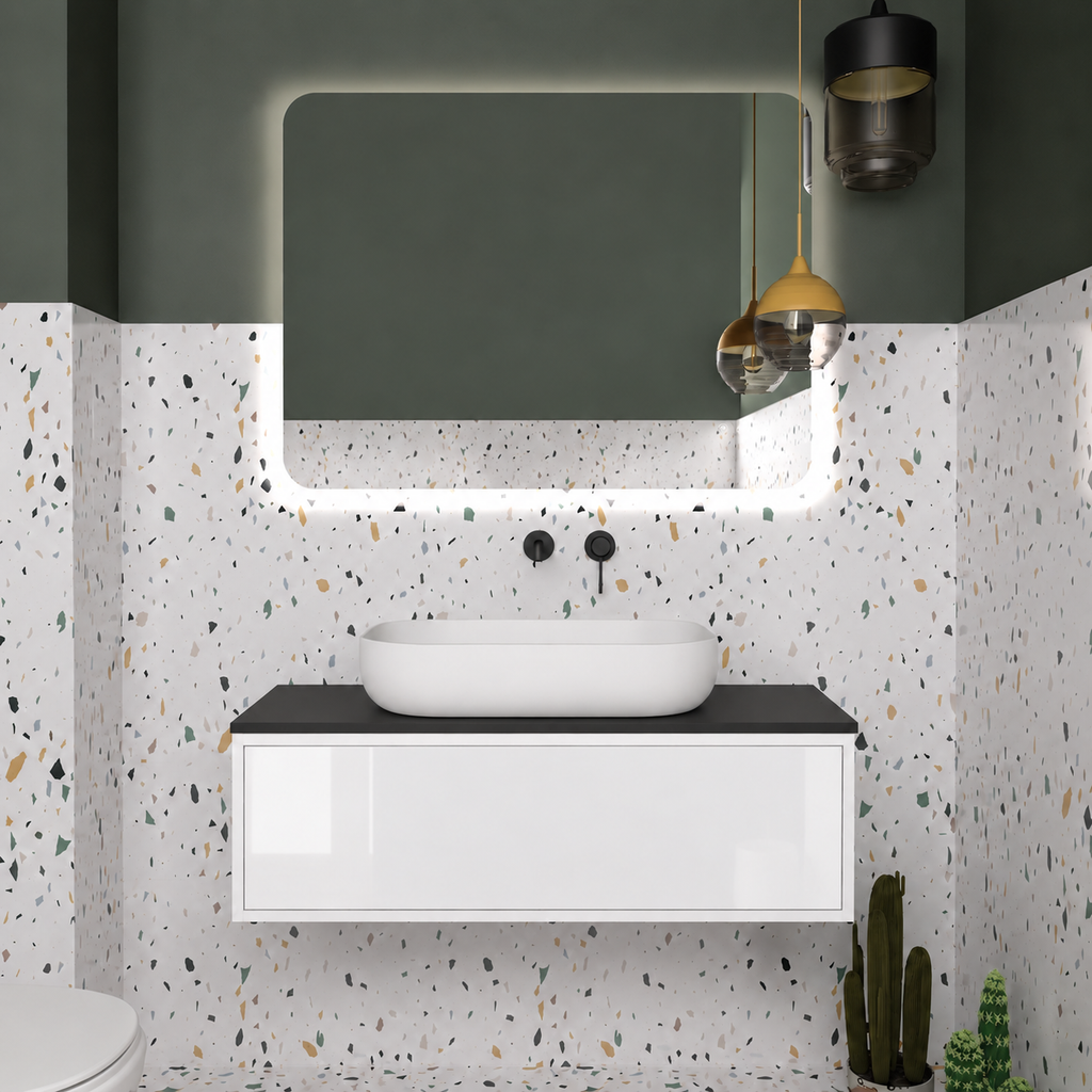 Drawer vanity; cabinet101; drawer6010; black countertop