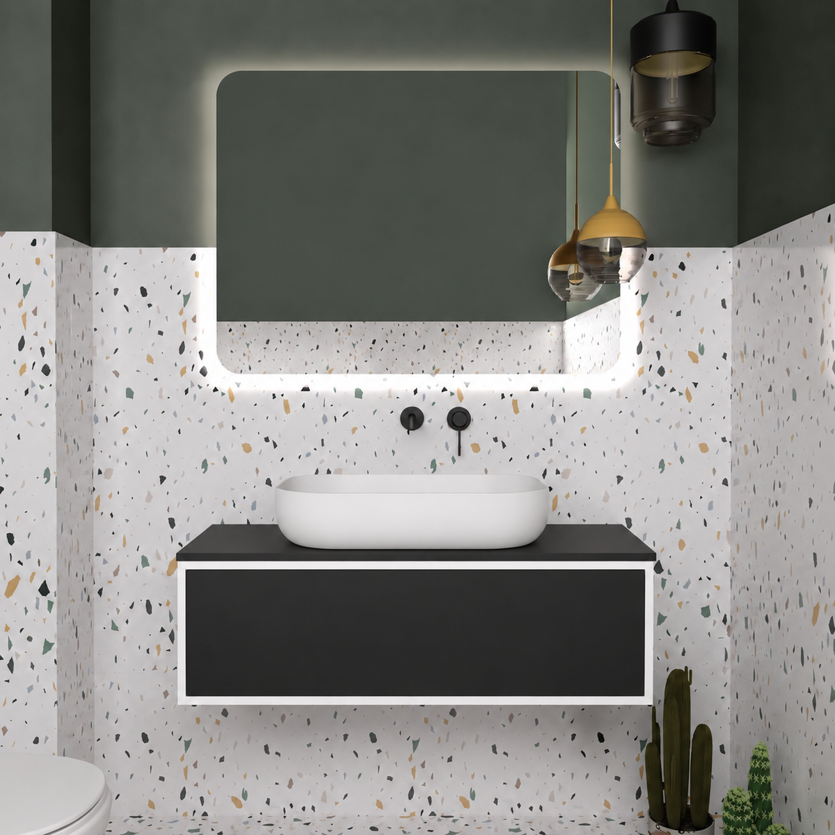 Drawer vanity; cabinet101; drawer6090; black countertop