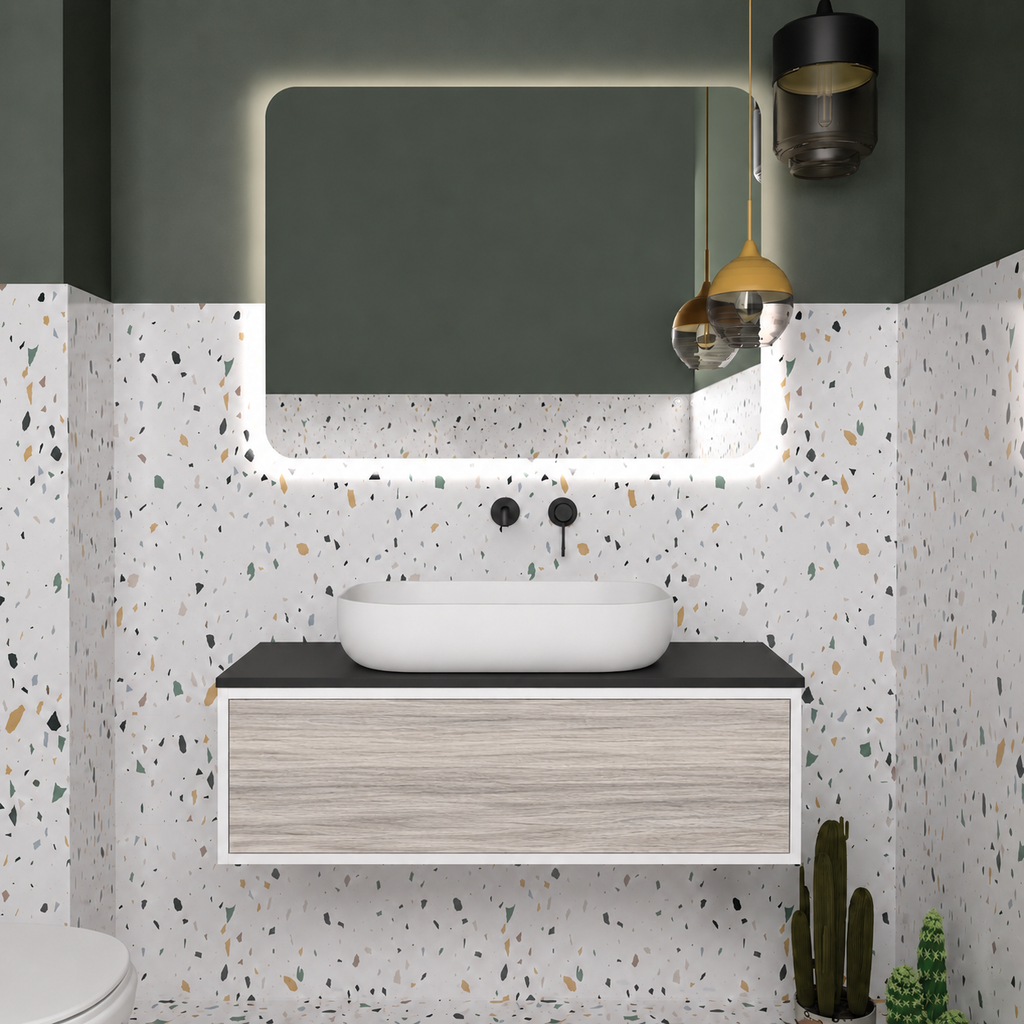 Drawer vanity; cabinet101; drawer719; black countertop