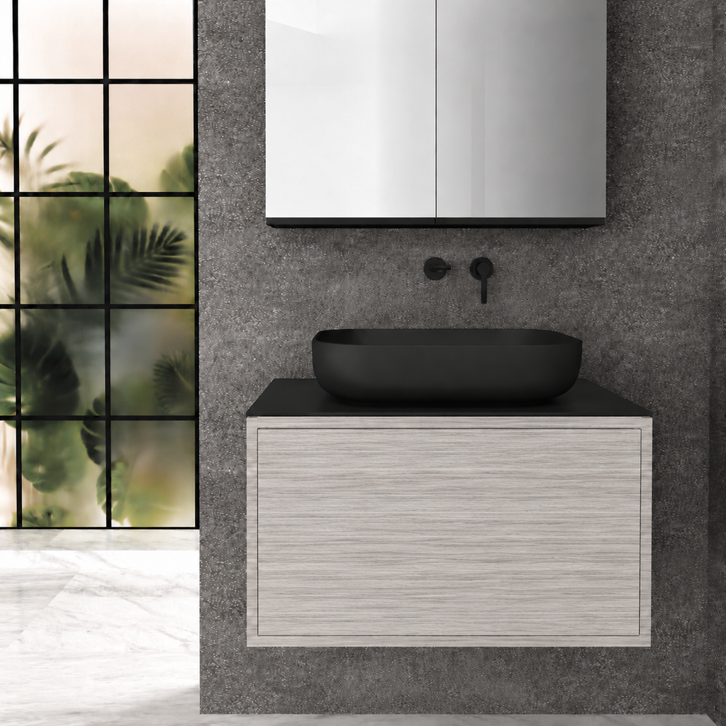 Deep drawer vanity; cabinet719; drawer719; black countertop