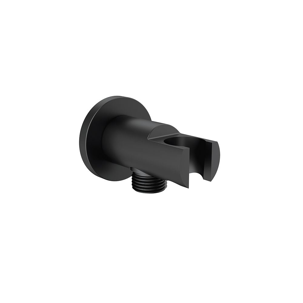 Circular shower holder with watersupply elbow shower outlet Black matt