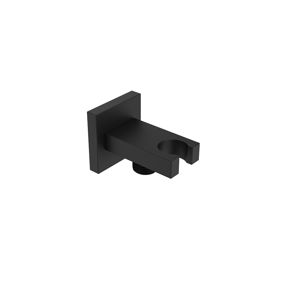 Square shower holder with watersupply elbow shower outlet Black matt