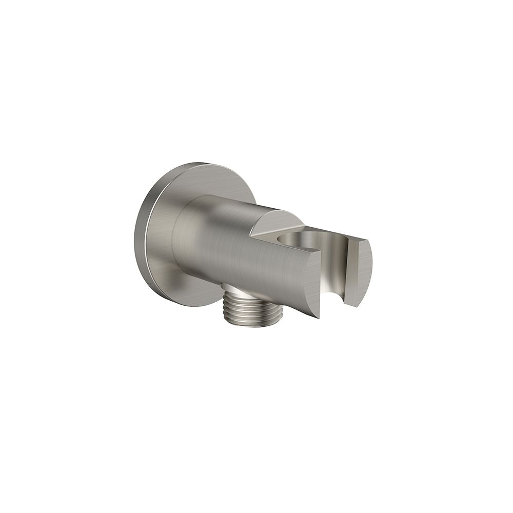 Circular shower holder with watersupply elbow shower outlet Brushed nickel