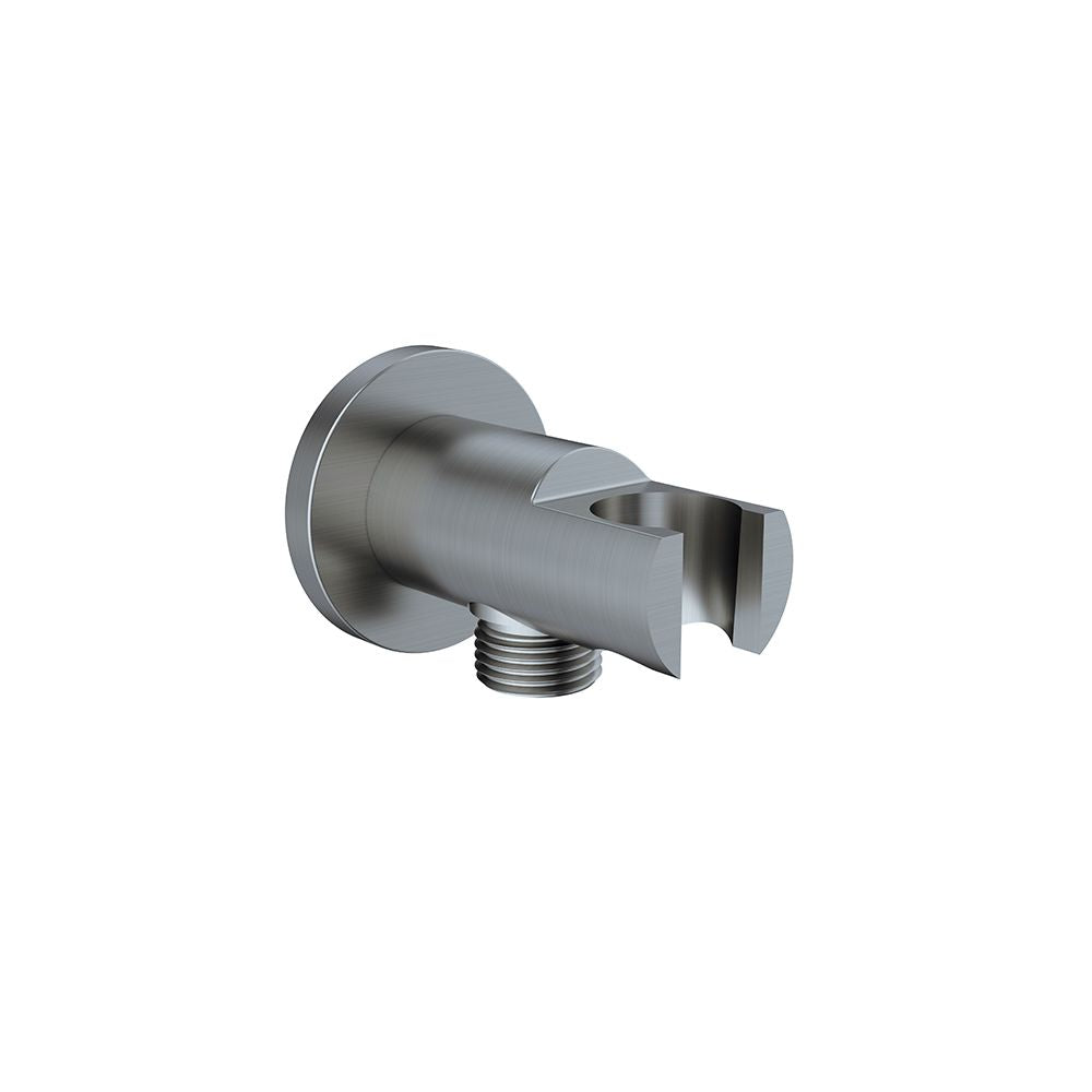 Circular shower holder with watersupply elbow shower outlet Gun metal light
