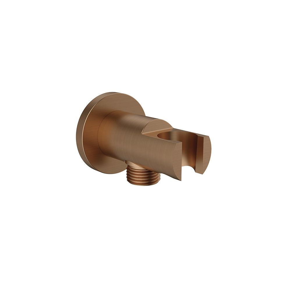 Circular shower holder with watersupply elbow shower outlet Brushed rose gold