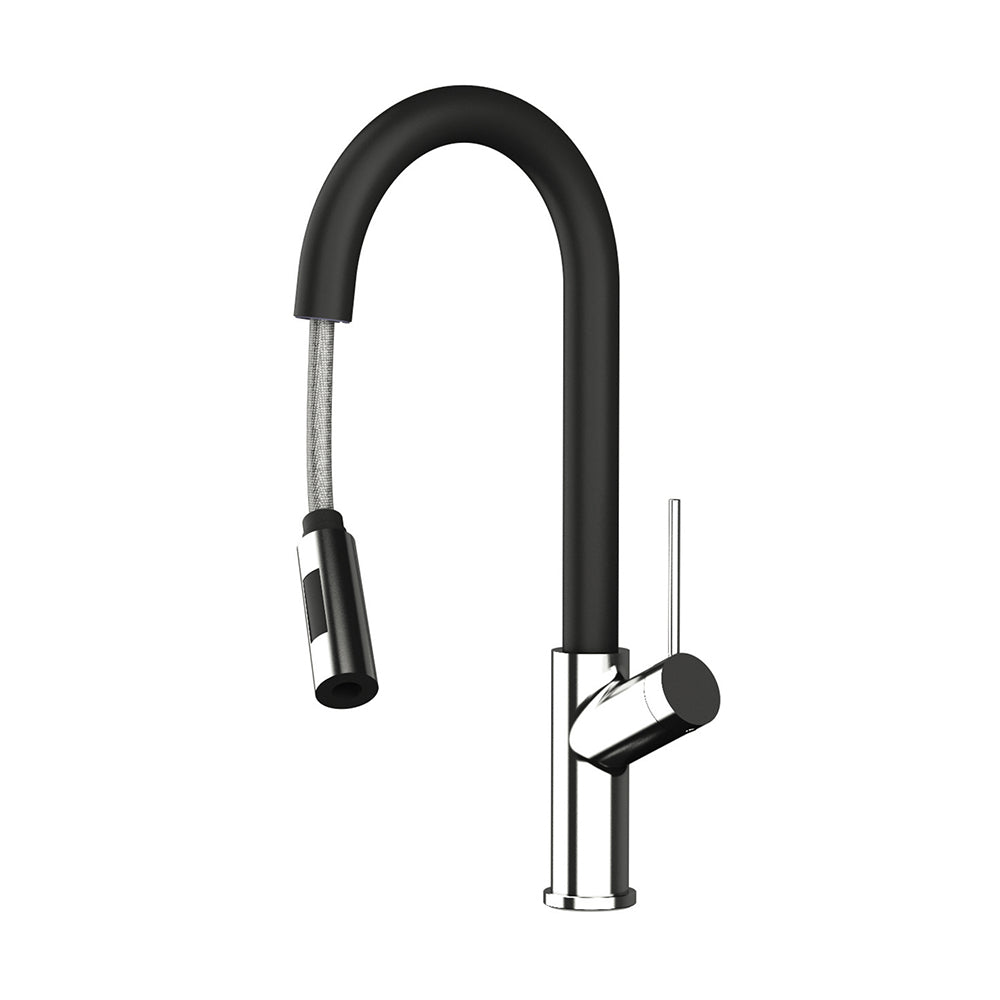 Orabella by Armando Vicario Edge - Single lever kitchen mixer with pull out spray with 2 exits and a brazen matt spout