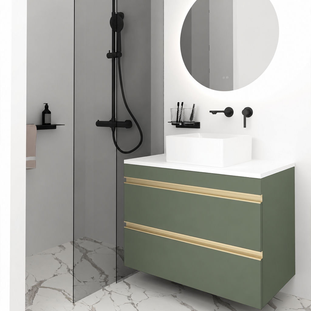 Orabella Vision 60 / 80 - Finish 162 / White countertop / Brushed Gold Gola