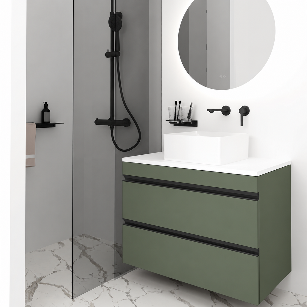 Orabella Vision 60 / 80 - Finish 162 / White countertop / Matt Black Gola