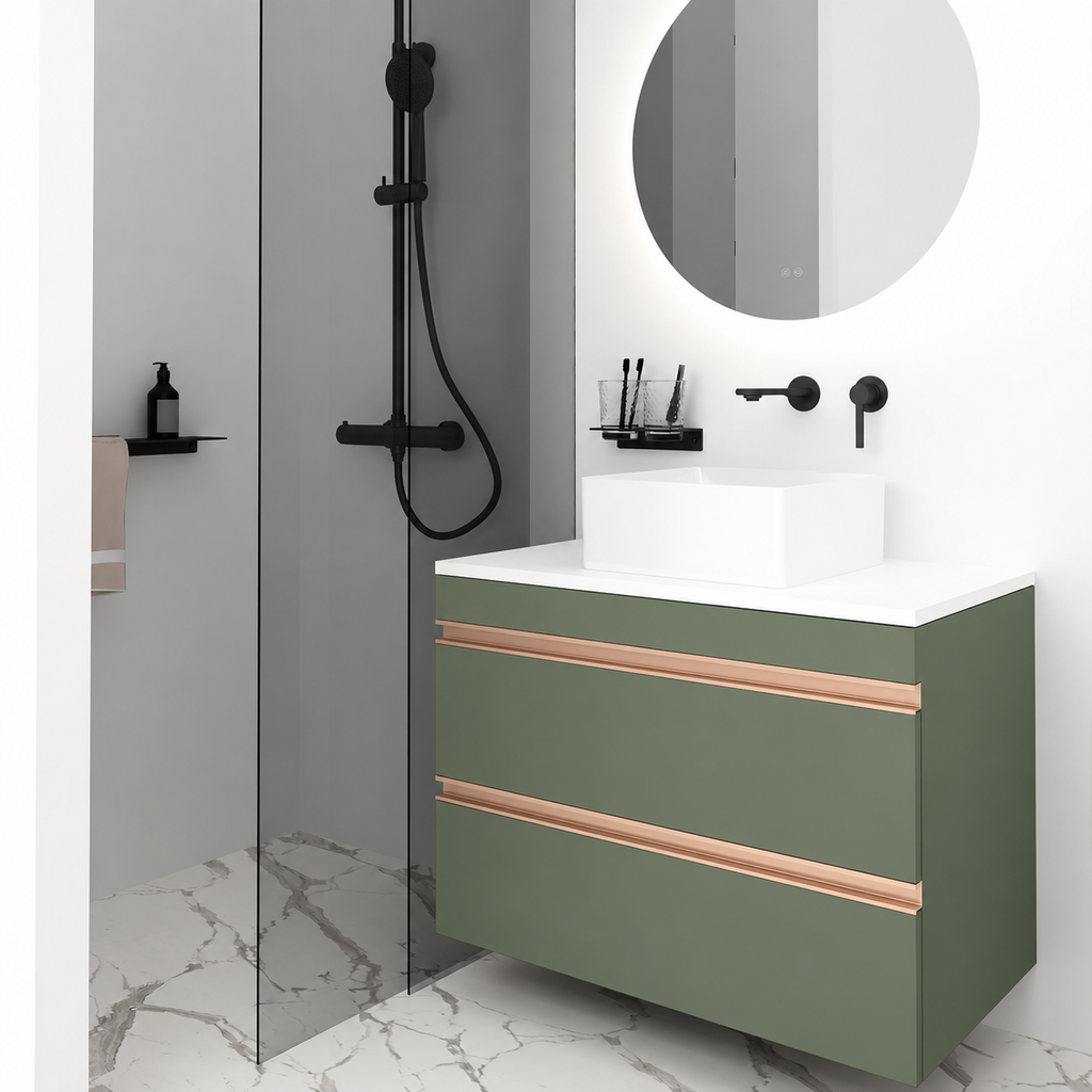 Orabella Vision 60 / 80 - Finish 162 / White countertop / Rose Gold Gola