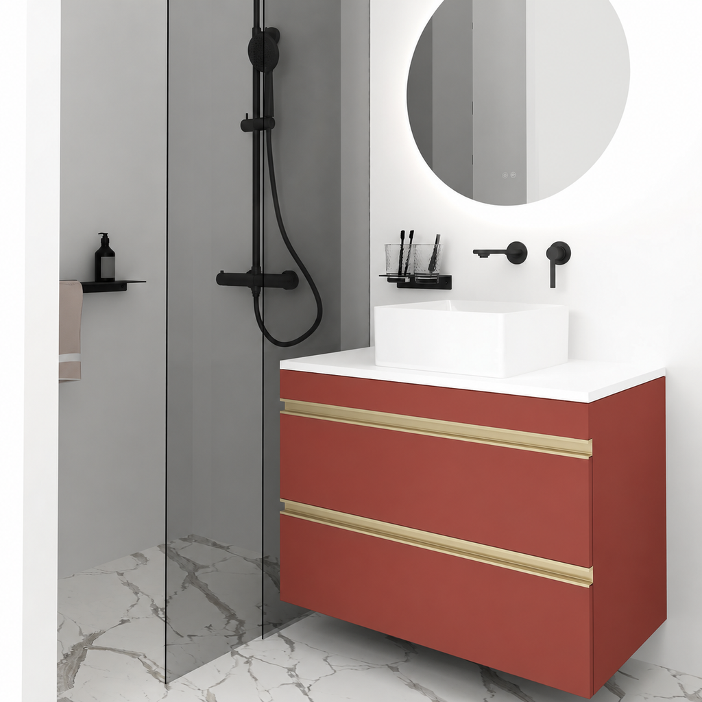 Orabella Vision 60 / 80 - Finish 165 / White countertop / Brushed Gold Gola