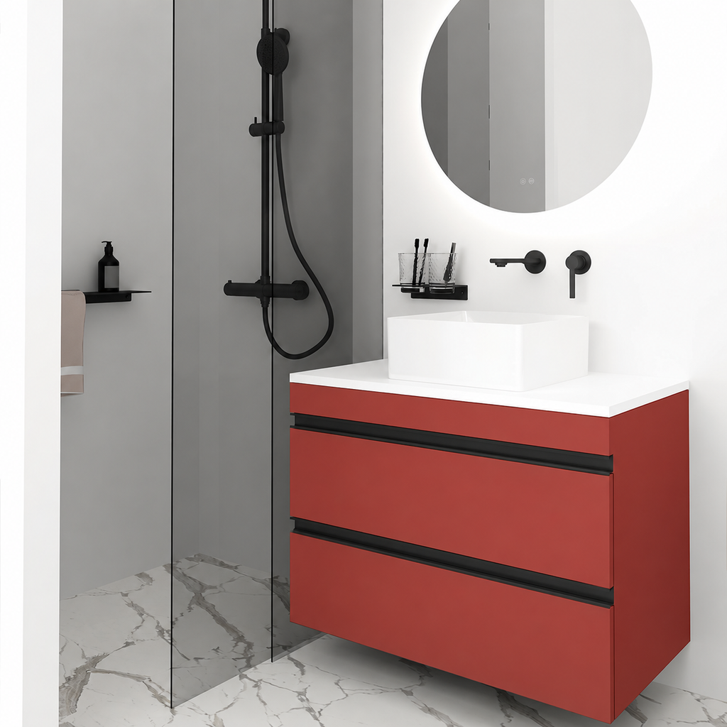 Orabella Vision 60 / 80 - Finish 165 / White countertop / Matt Black Gola