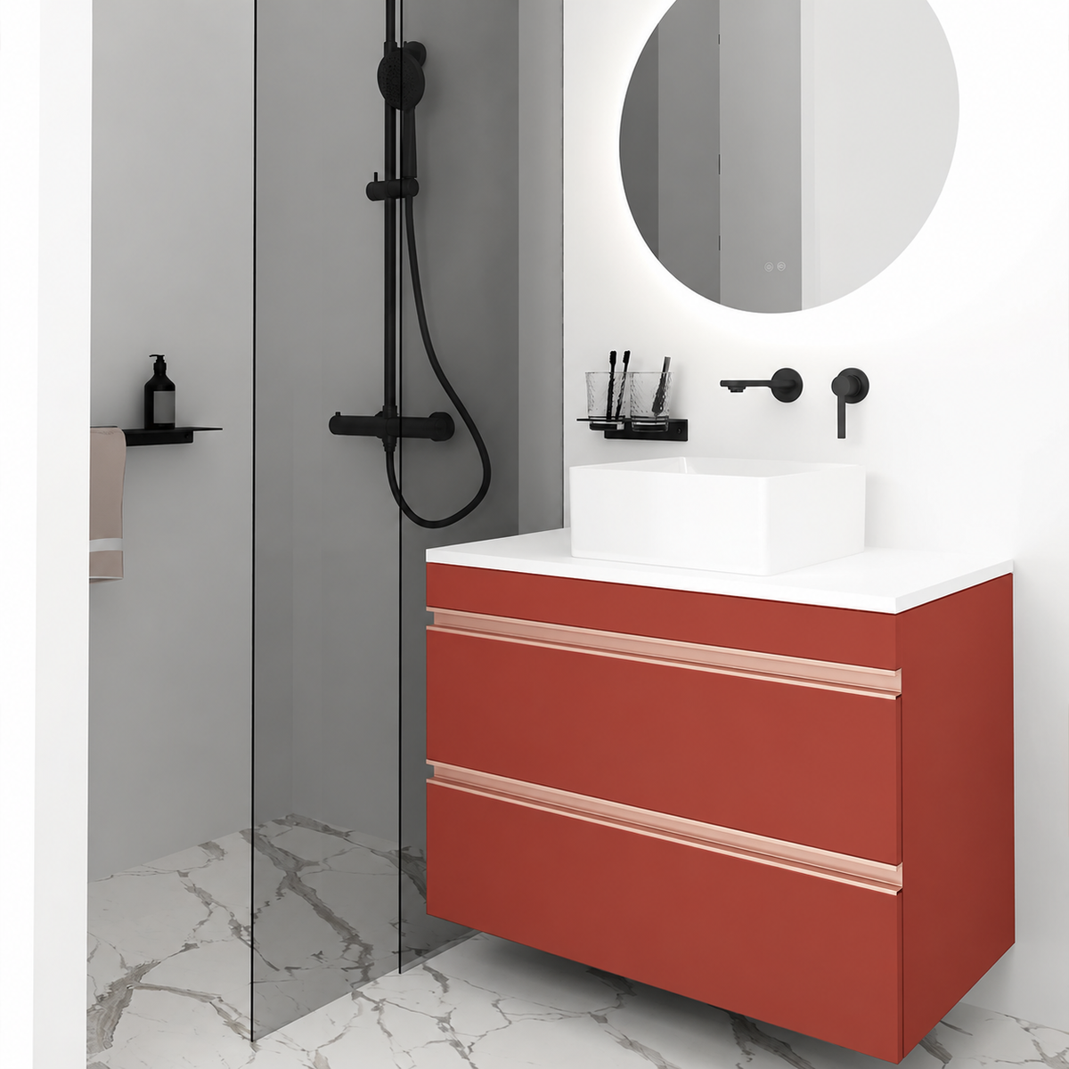 Orabella Vision 60 / 80 - Finish 165 / White countertop / Rose Gold Gola