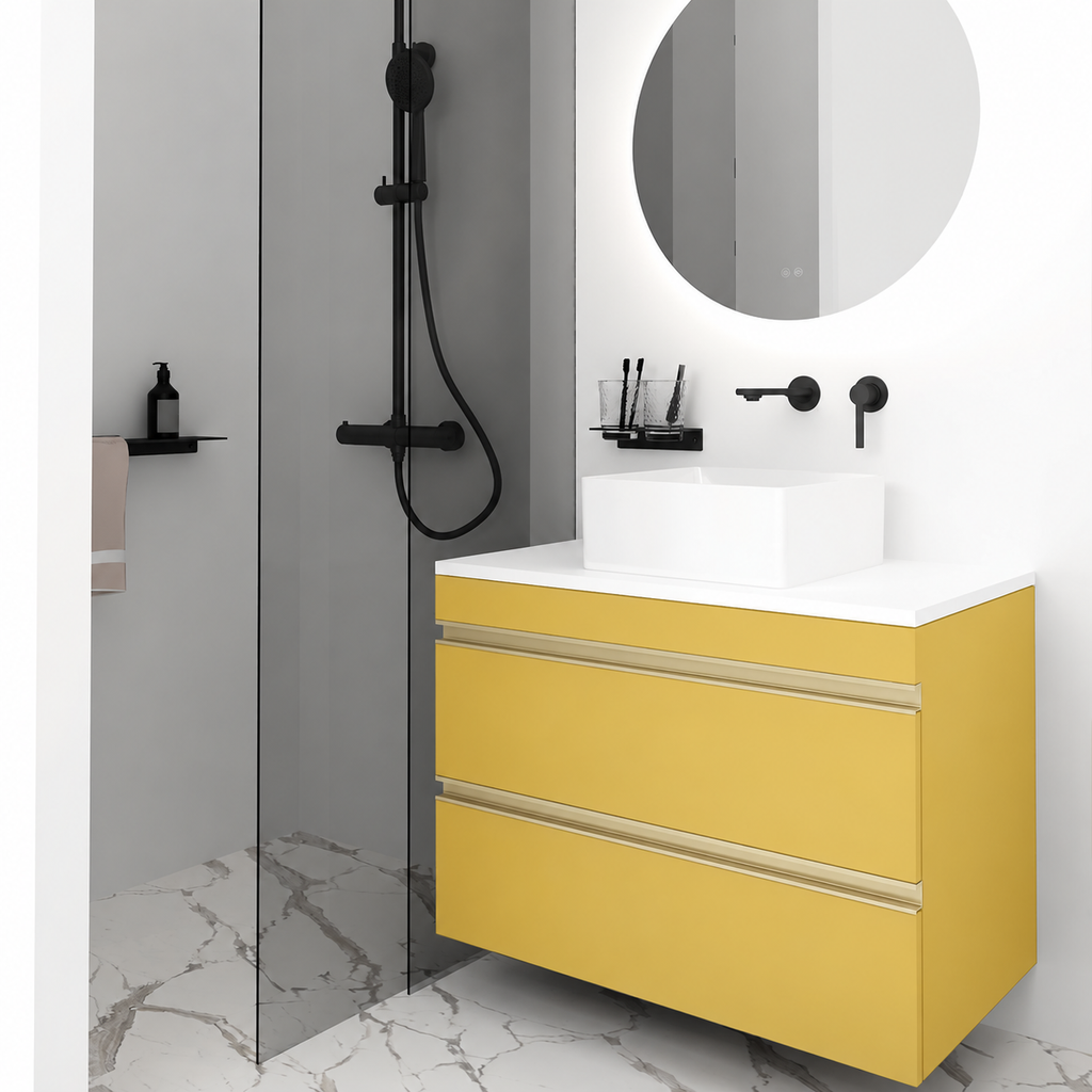 Orabella Vision 60 / 80 - Finish 168 / White countertop / Brushed Gold Gola