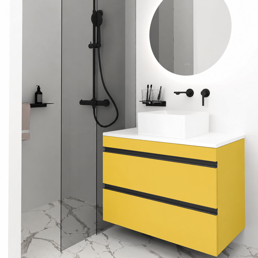 Orabella Vision 60 / 80 - Finish 168 / White countertop / Matt Black Gola