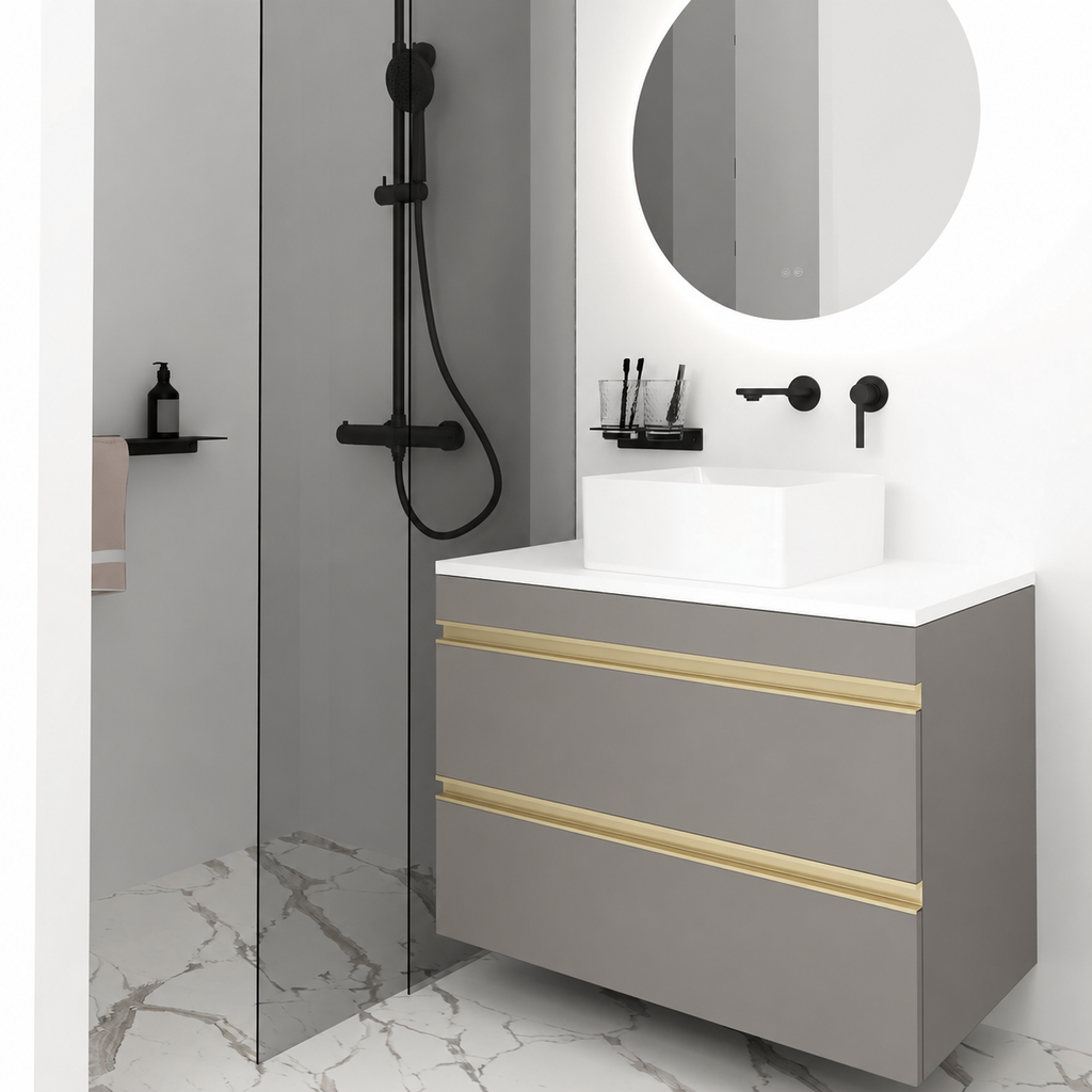 Orabella Vision 60 / 80 - Finish 194 / White countertop / Brushed Gold Gola