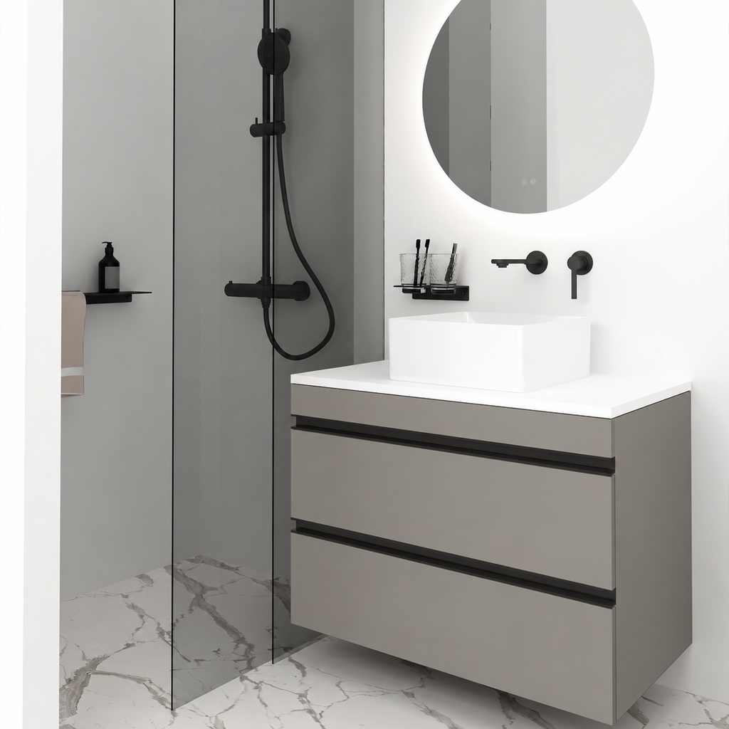 Orabella Vision 60 / 80 - Finish 194 / White countertop / Matt Black Gola