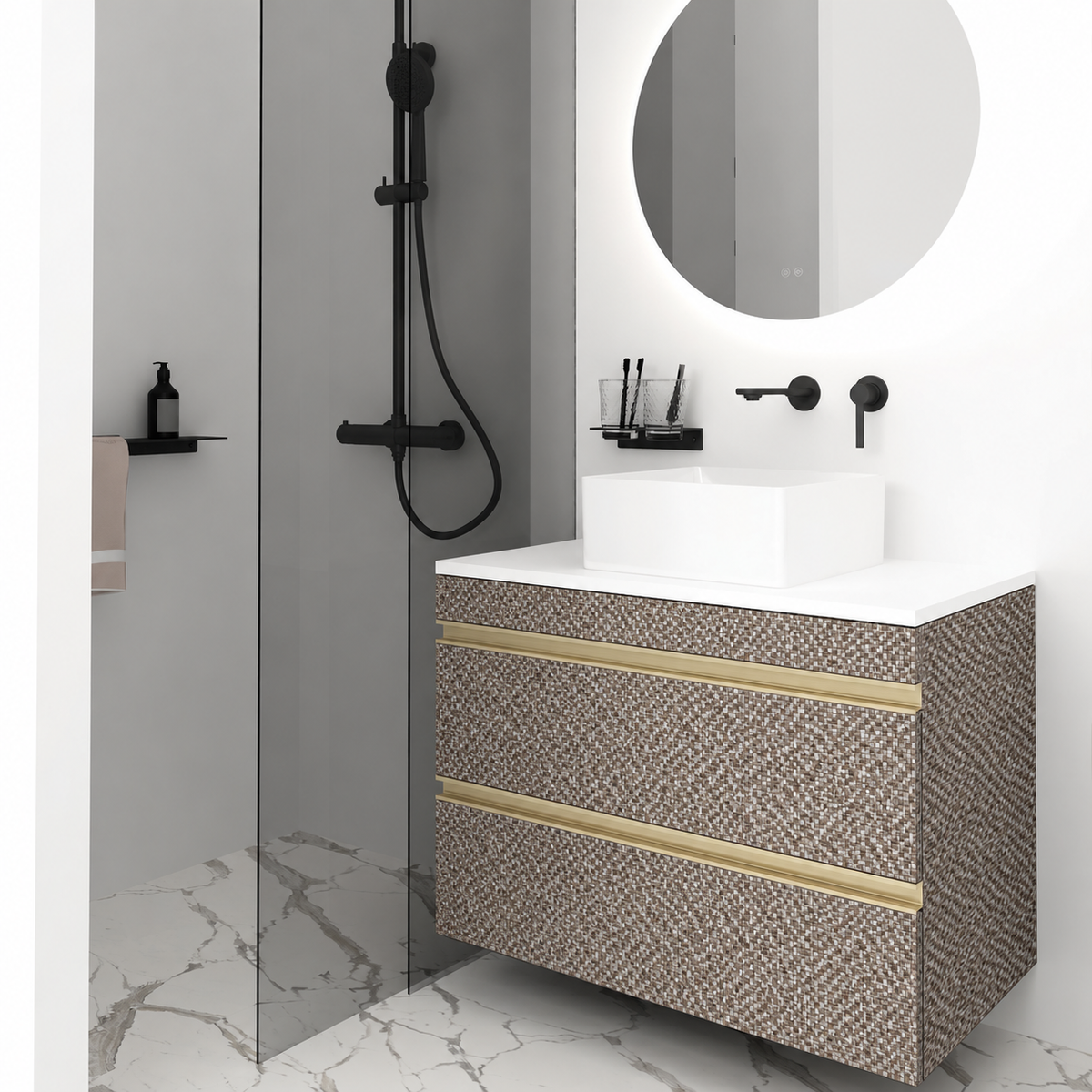 Orabella Vision 60 / 80 - Finish 245 / White countertop / Brushed Gold Gola