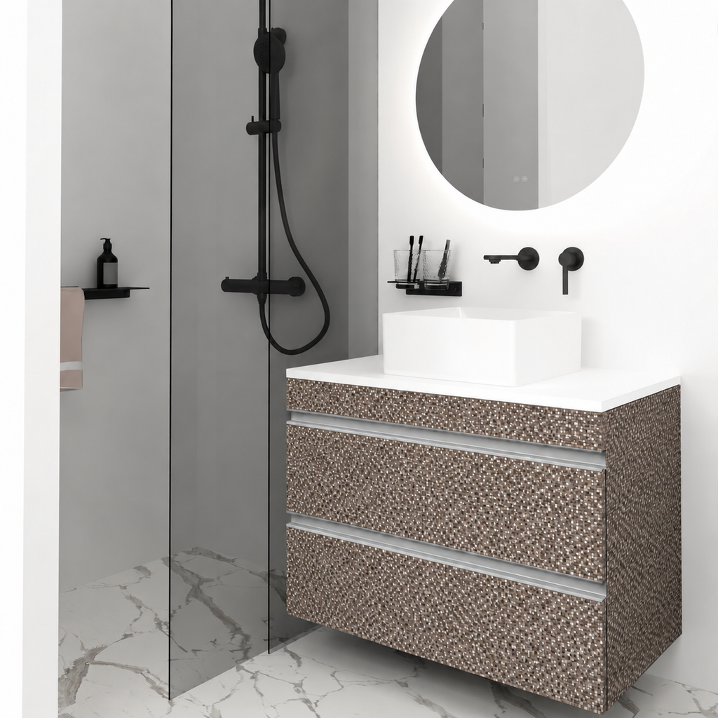 Orabella Vision 60 / 80 - Finish 245 / White countertop / Natural Aluminium Gola