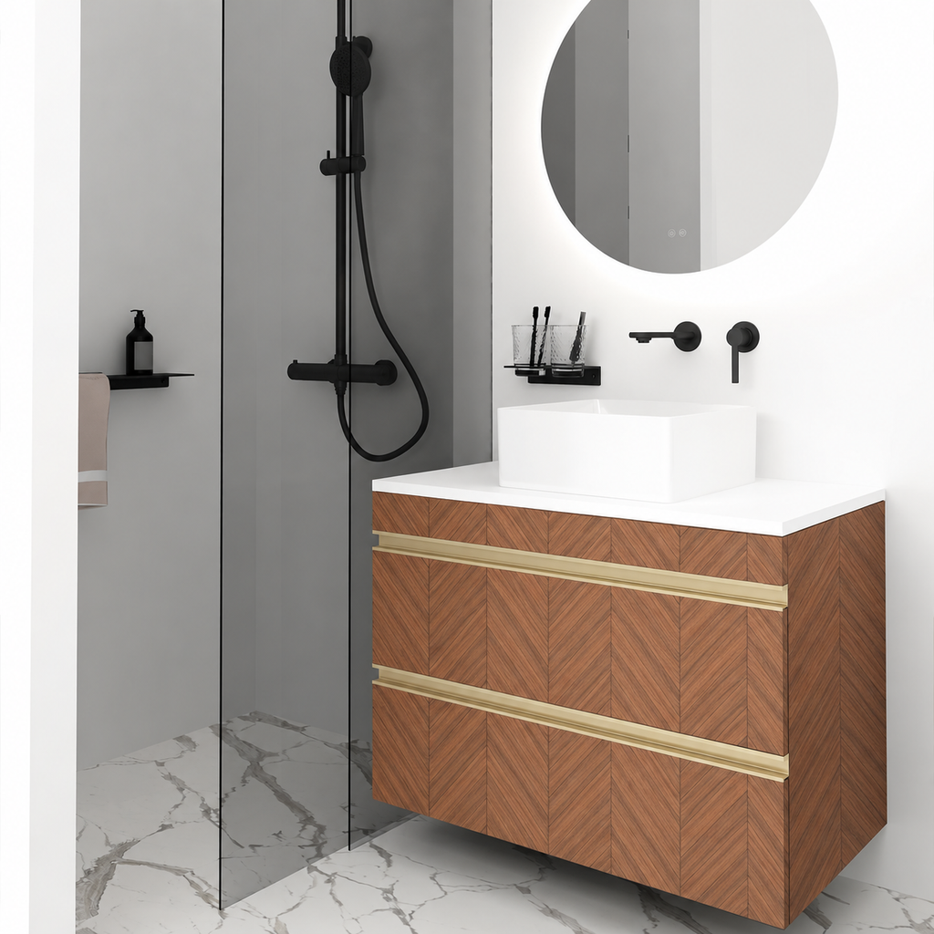 Orabella Vision 60 / 80 - Finish 270 / White countertop / Brushed Gold Gola