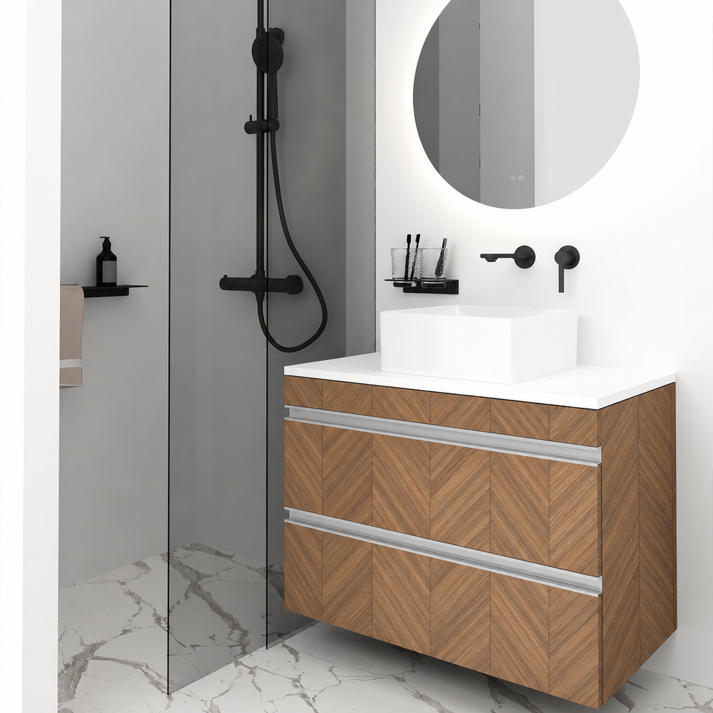 Orabella Vision 60 / 80 - Finish 270 / White countertop / Natural Aluminium Gola