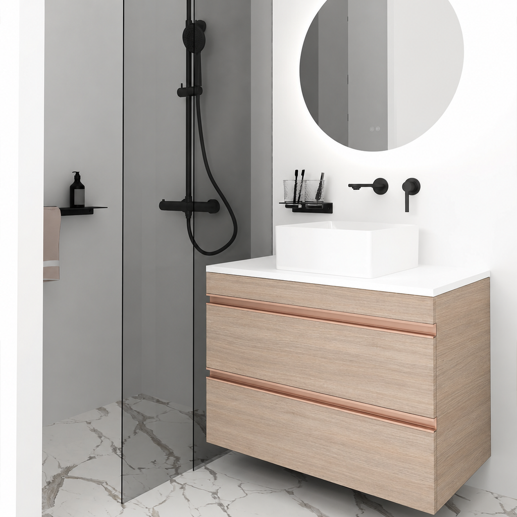 Orabella Vision 60 / 80 - Finish 326 / White countertop / Rose Gold Gola