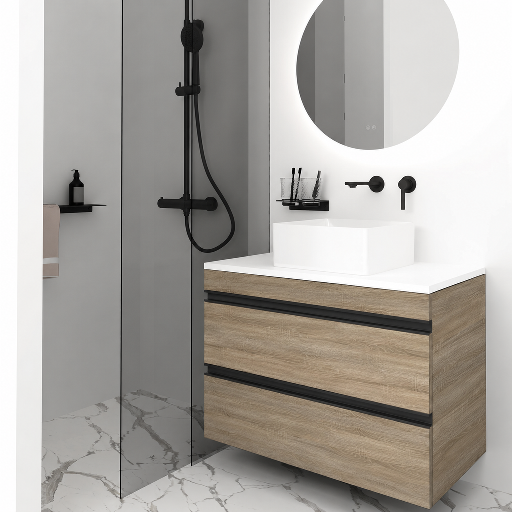 Orabella Vision 60 / 80 - Finish 331 / White countertop / Matt Black Gola
