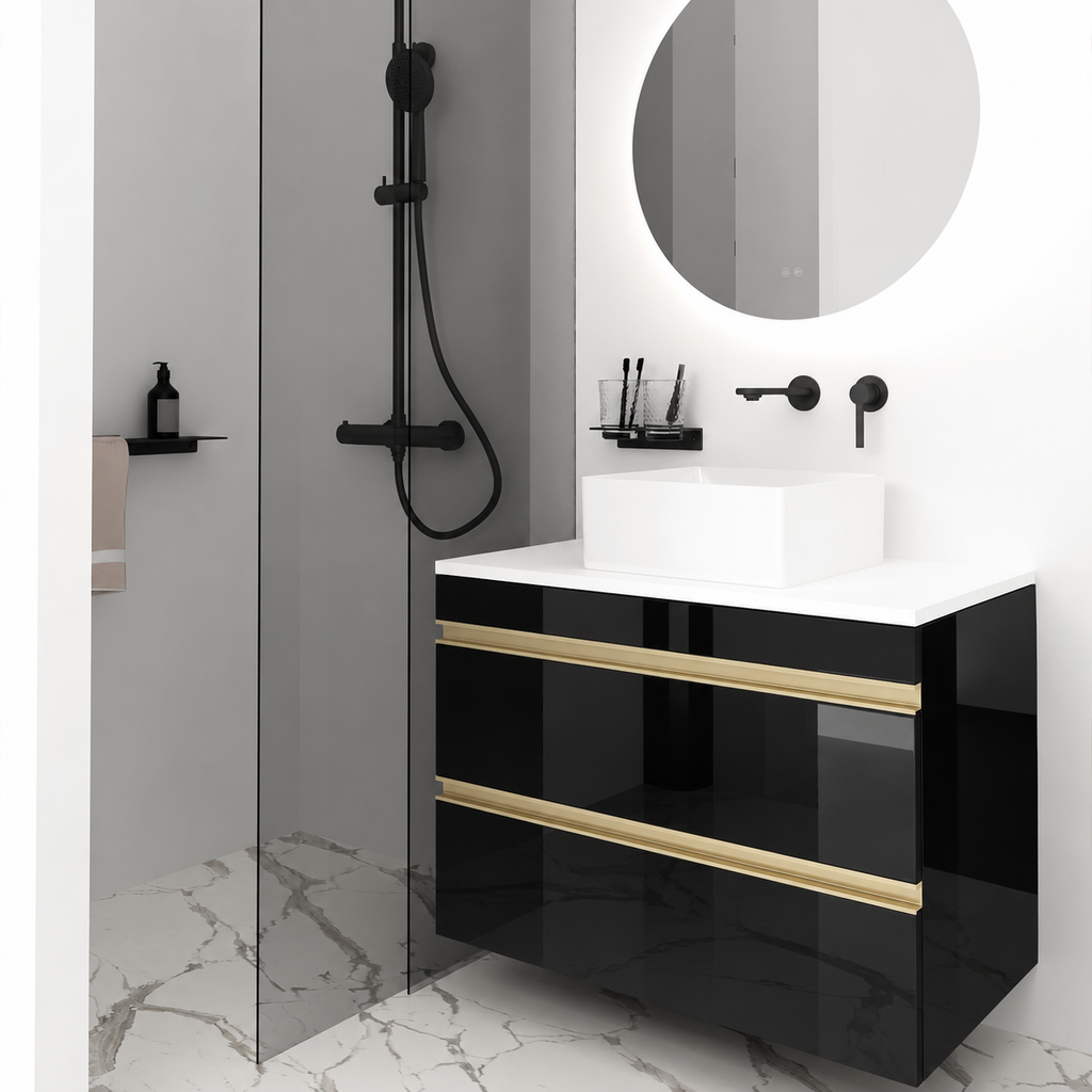 Orabella Vision 60 / 80 - Finish 6040 / White countertop / Brushed Gold Gola