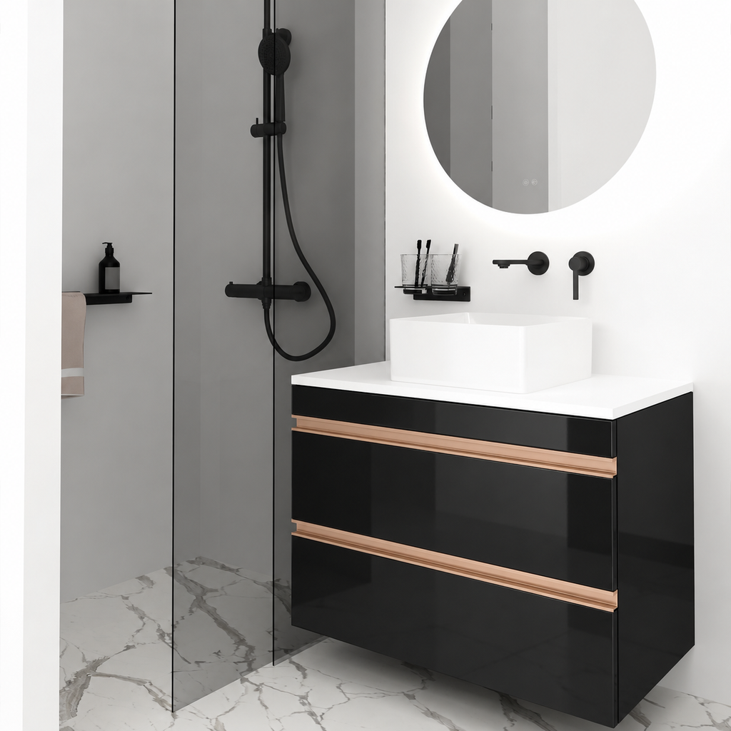 Orabella Vision 60 / 80 - Finish 6040 / White countertop / Rose Gold Gola