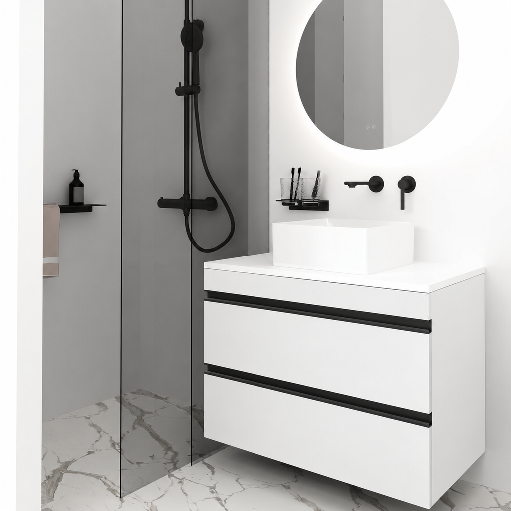 Orabella Vision 60 / 80 - Finish 6080 / White countertop / Matt Black Gola