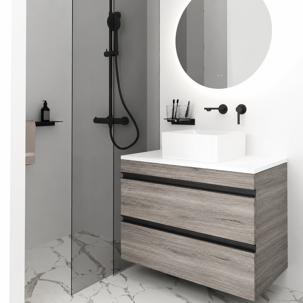 Orabella Vision 60 / 80 - Finish 719 / White countertop / Matt Black Gola