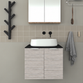 Orabella Solid Surface 60 Wall-Hung Bathroom Vanity for Countertop Basins - Laminate 719 / Black countertop / Chrome handles