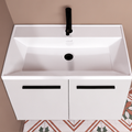 Orabella Nova 81 Wall-Hung Bathroom Vanity - Laminate 101 / Two Doors / Black handles
