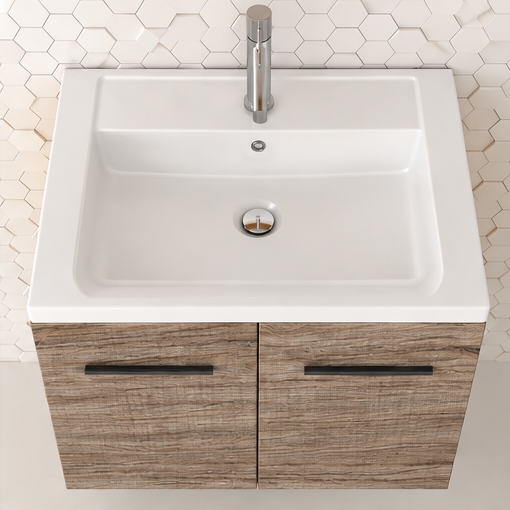 Orabella Navona 61 Wall-Hung Bathroom Vanity - Laminate 390 / Black handles